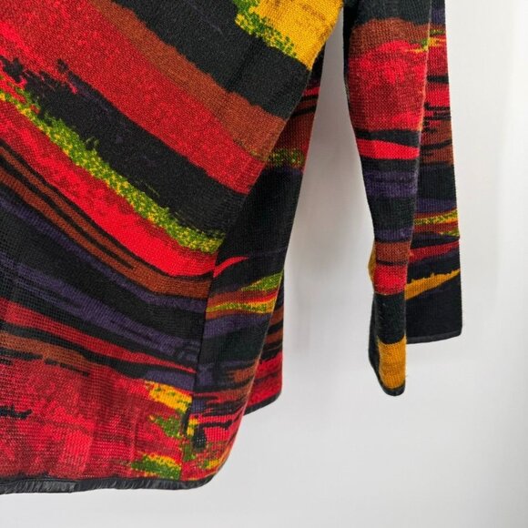 Ali Miles Womens southwestern pattern Cardigan Jacket Size Large faux leather - Picture 8 of 15